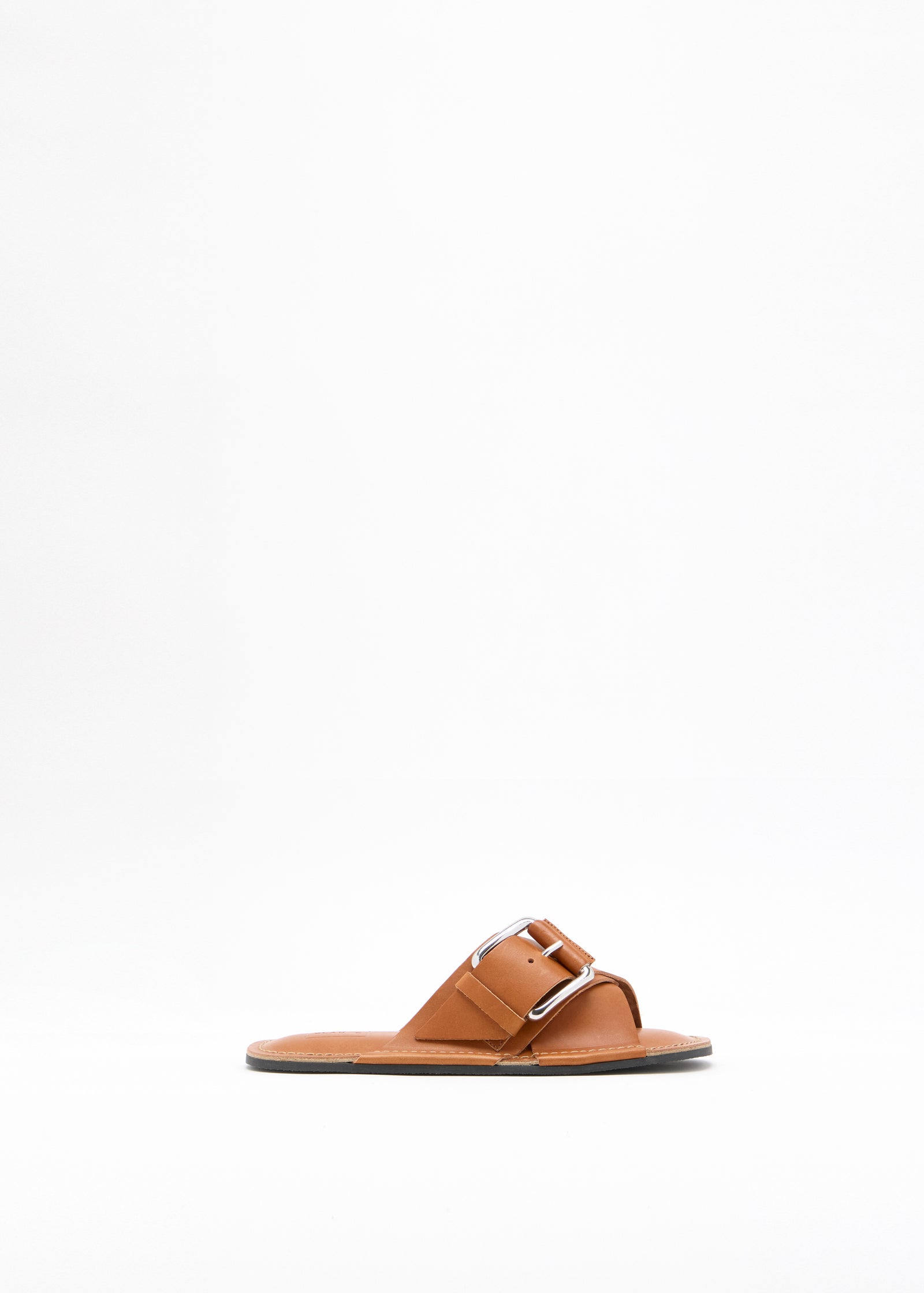 TOBACCO CROSS STRAP LEATHER SANDALS