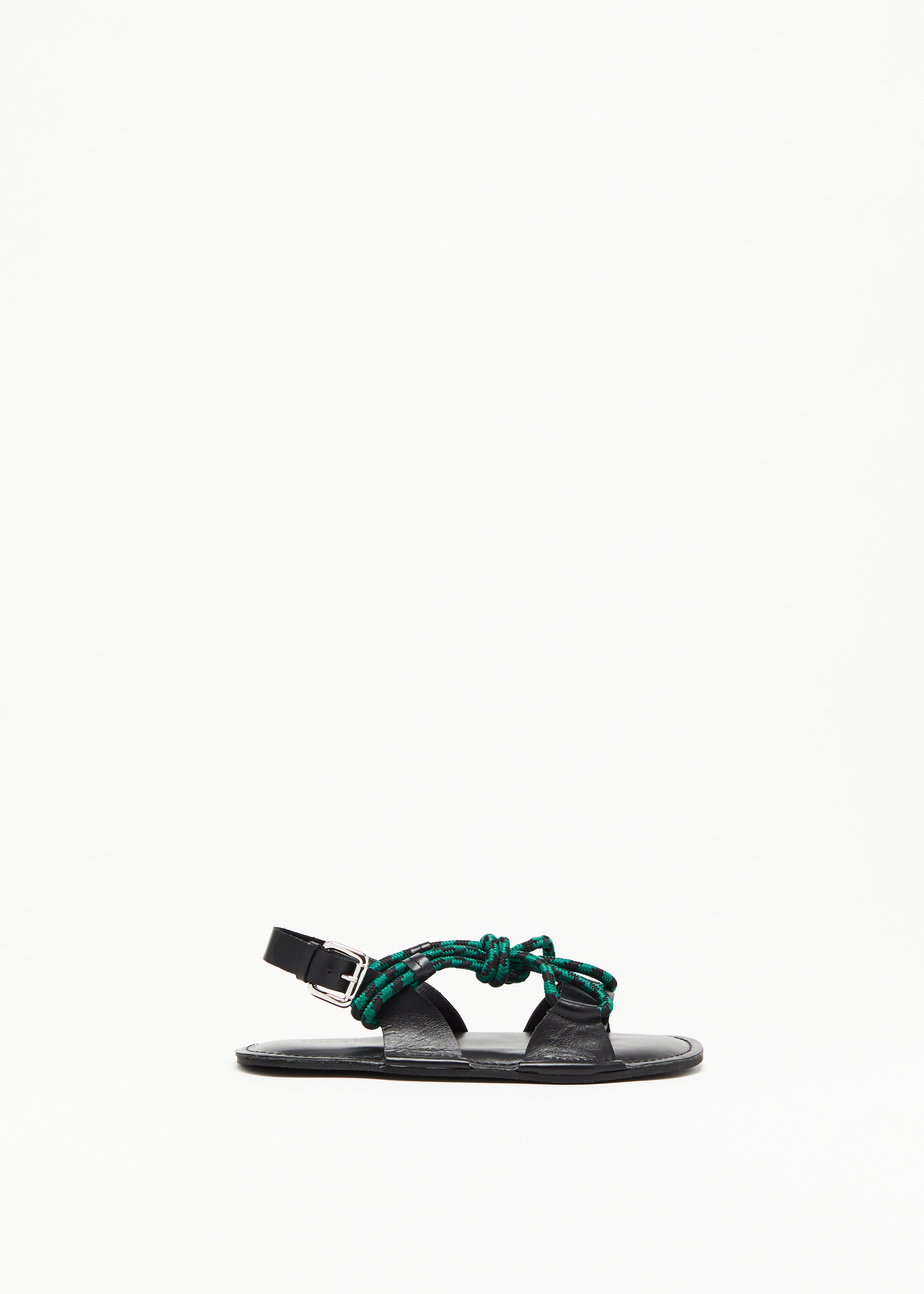 BLACK AND GREEN LEATHER SANDALS