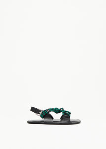 BLACK AND GREEN LEATHER SANDALS