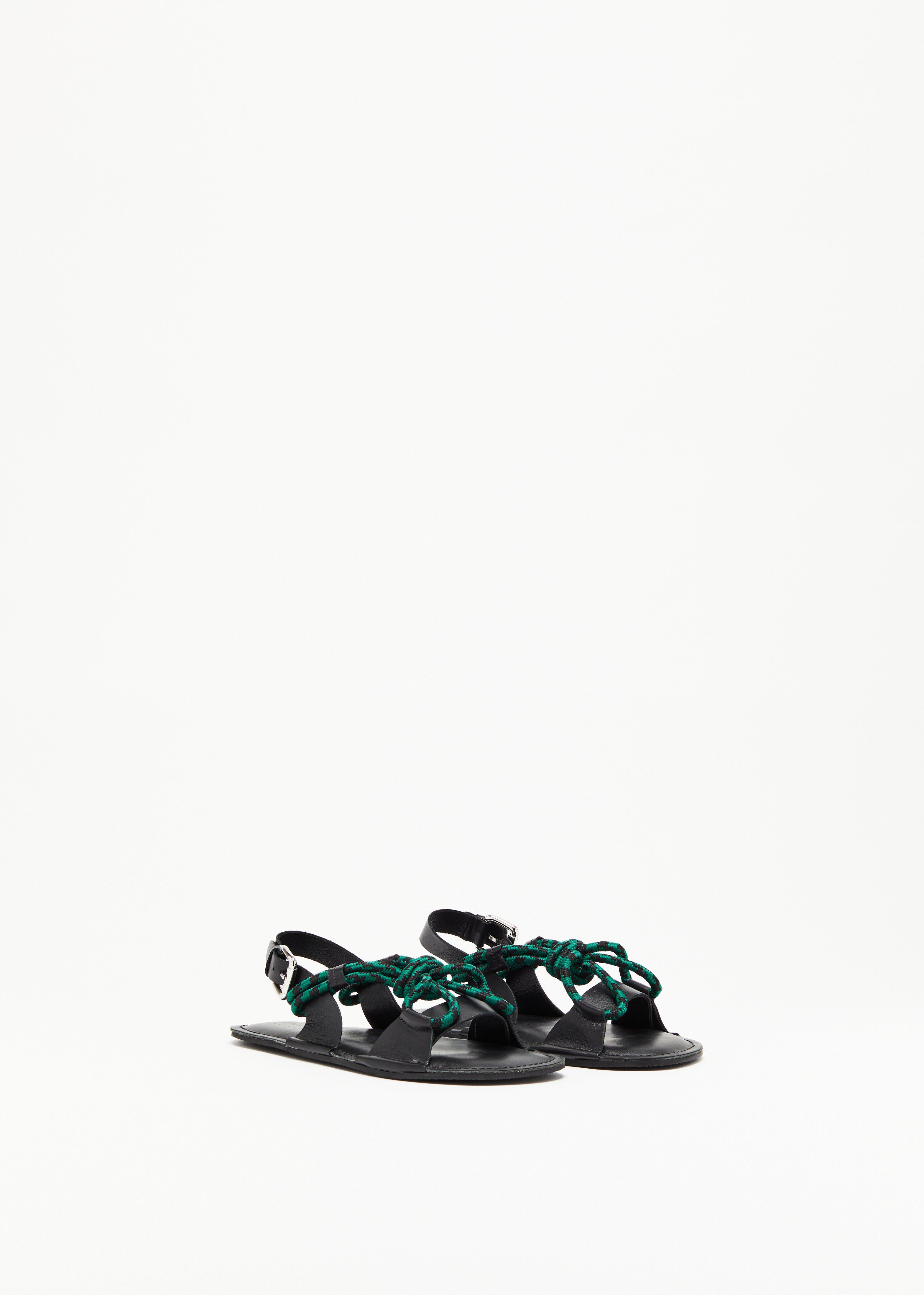 BLACK AND GREEN LEATHER SANDALS