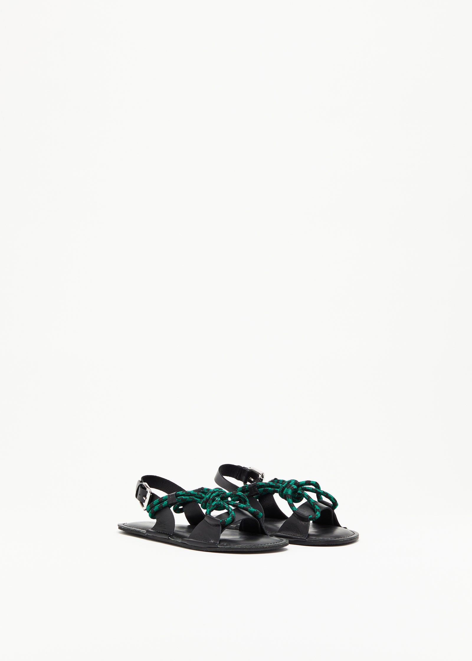 BLACK AND GREEN LEATHER SANDALS