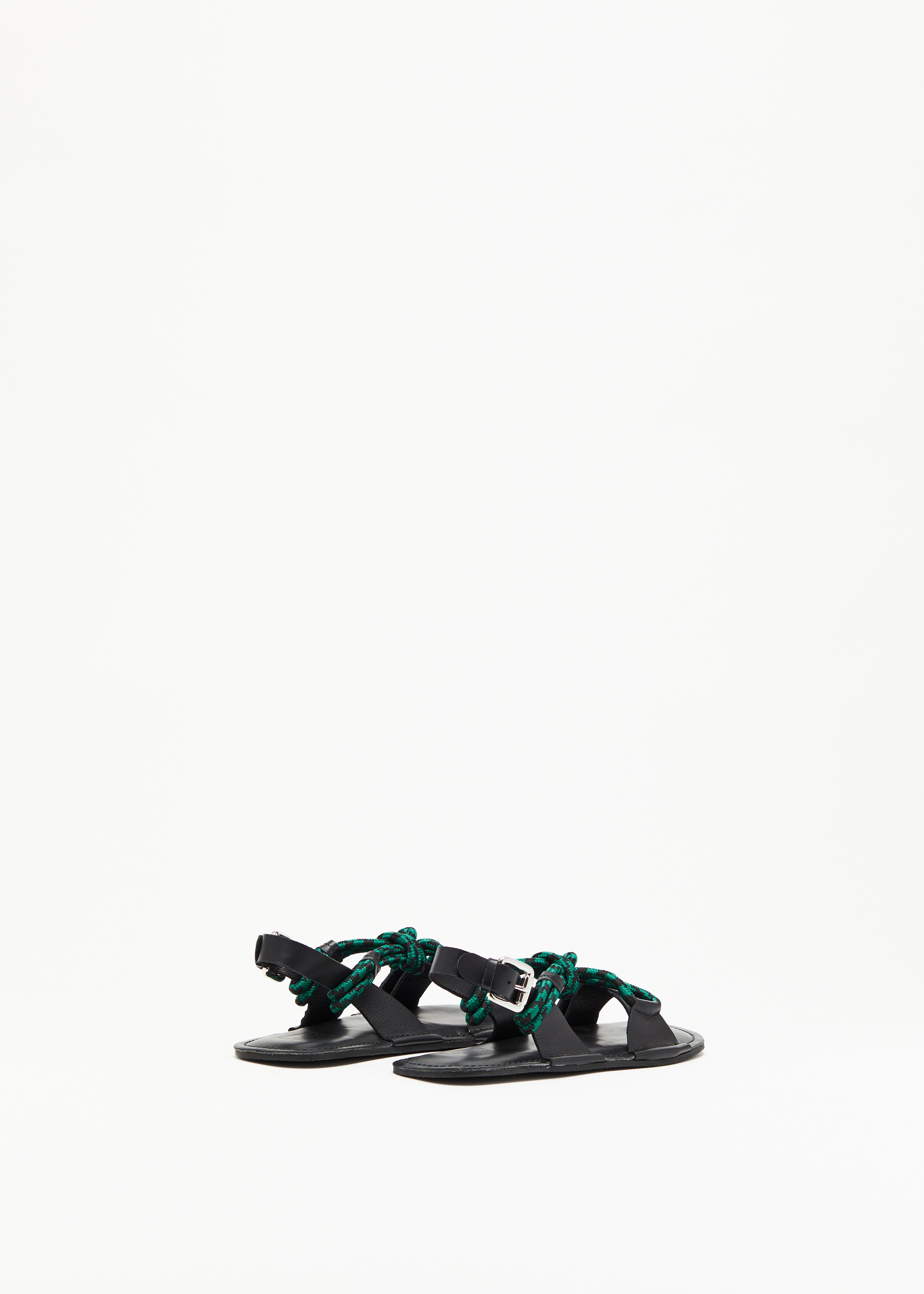 BLACK AND GREEN LEATHER SANDALS