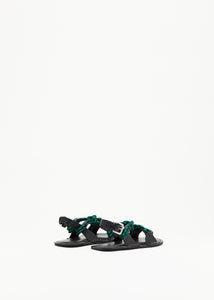 BLACK AND GREEN LEATHER SANDALS