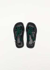 BLACK AND GREEN LEATHER SANDALS