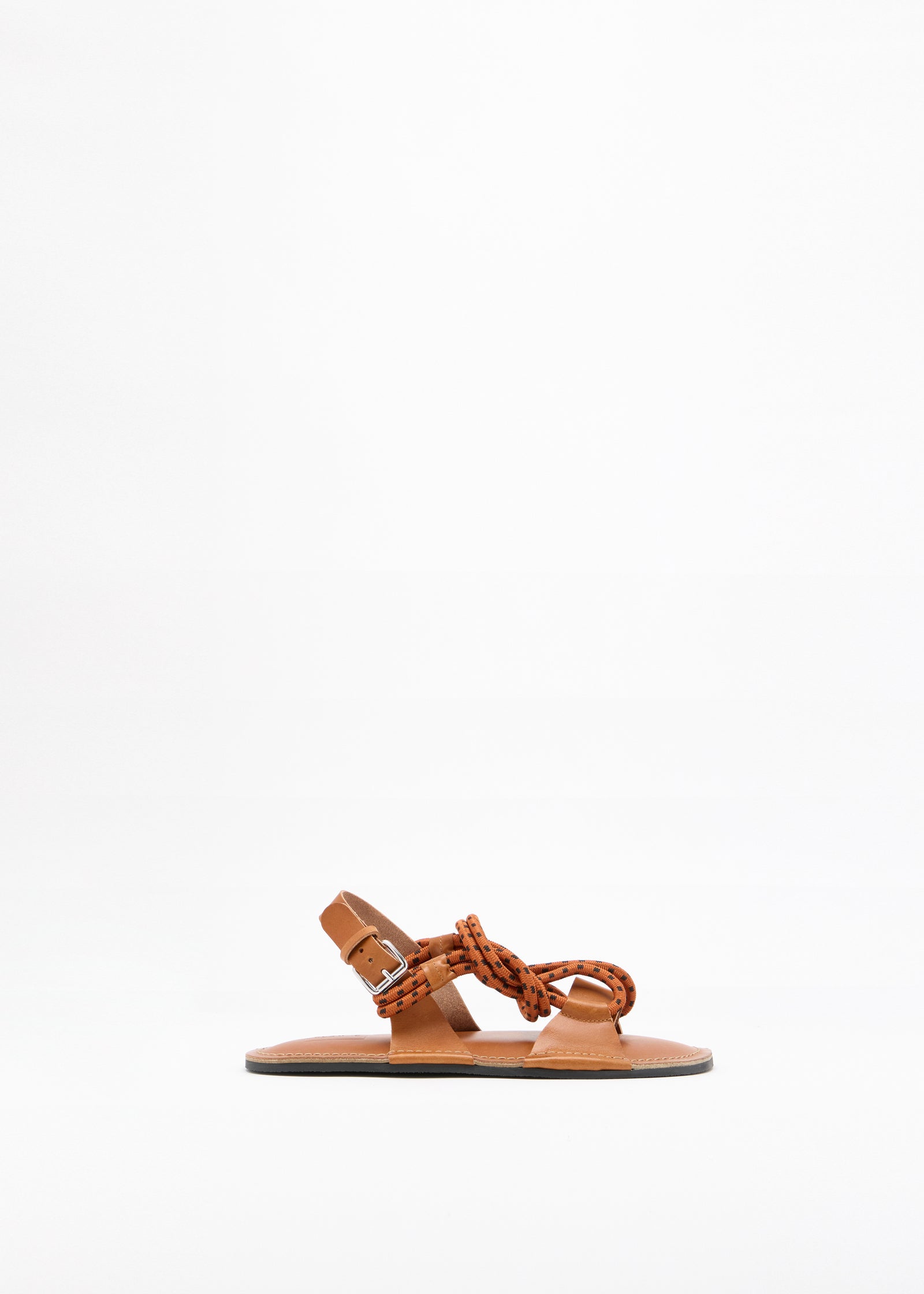 TOBACCO AND BLACK LEATHER SANDALS