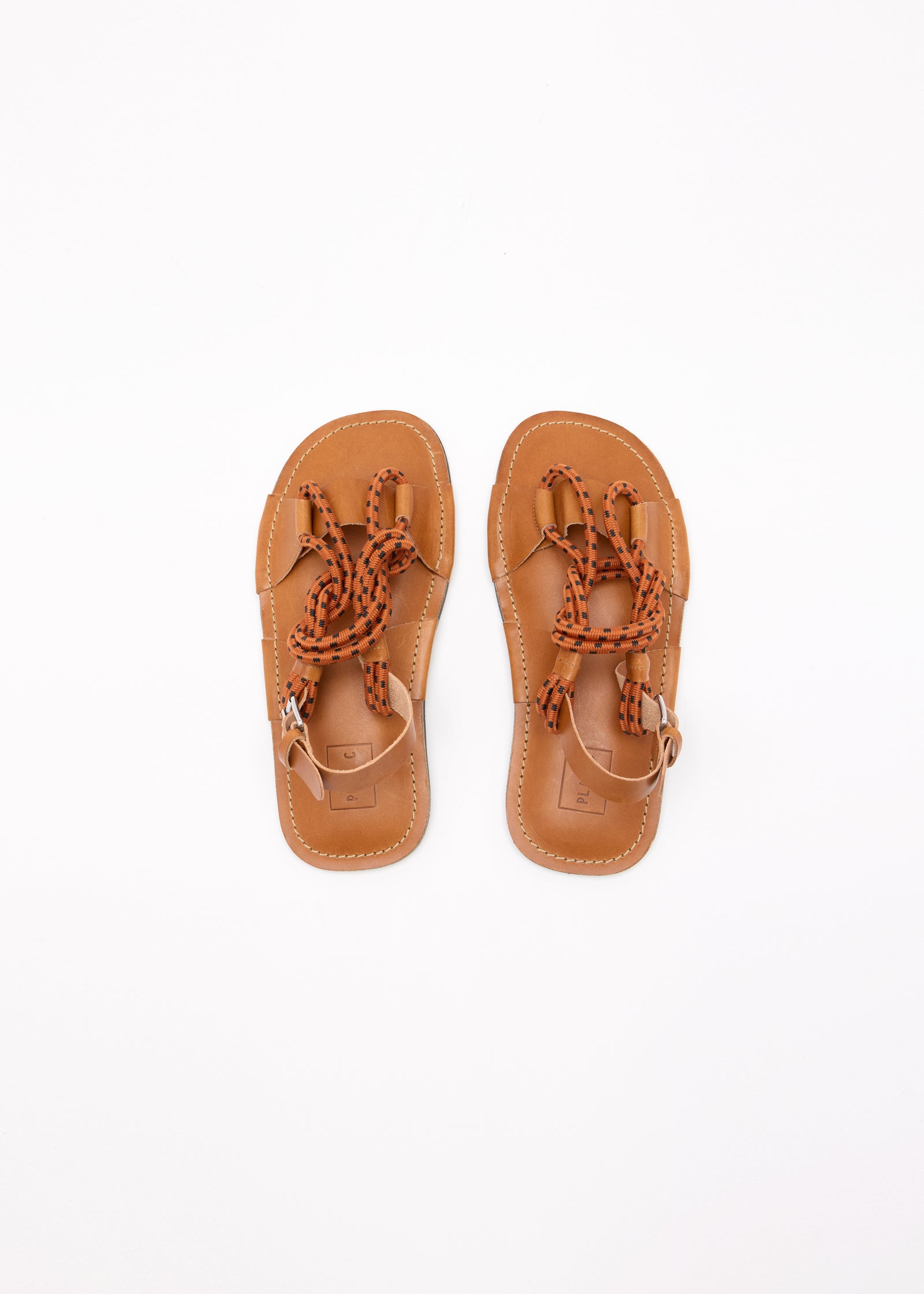 TOBACCO AND BLACK LEATHER SANDALS