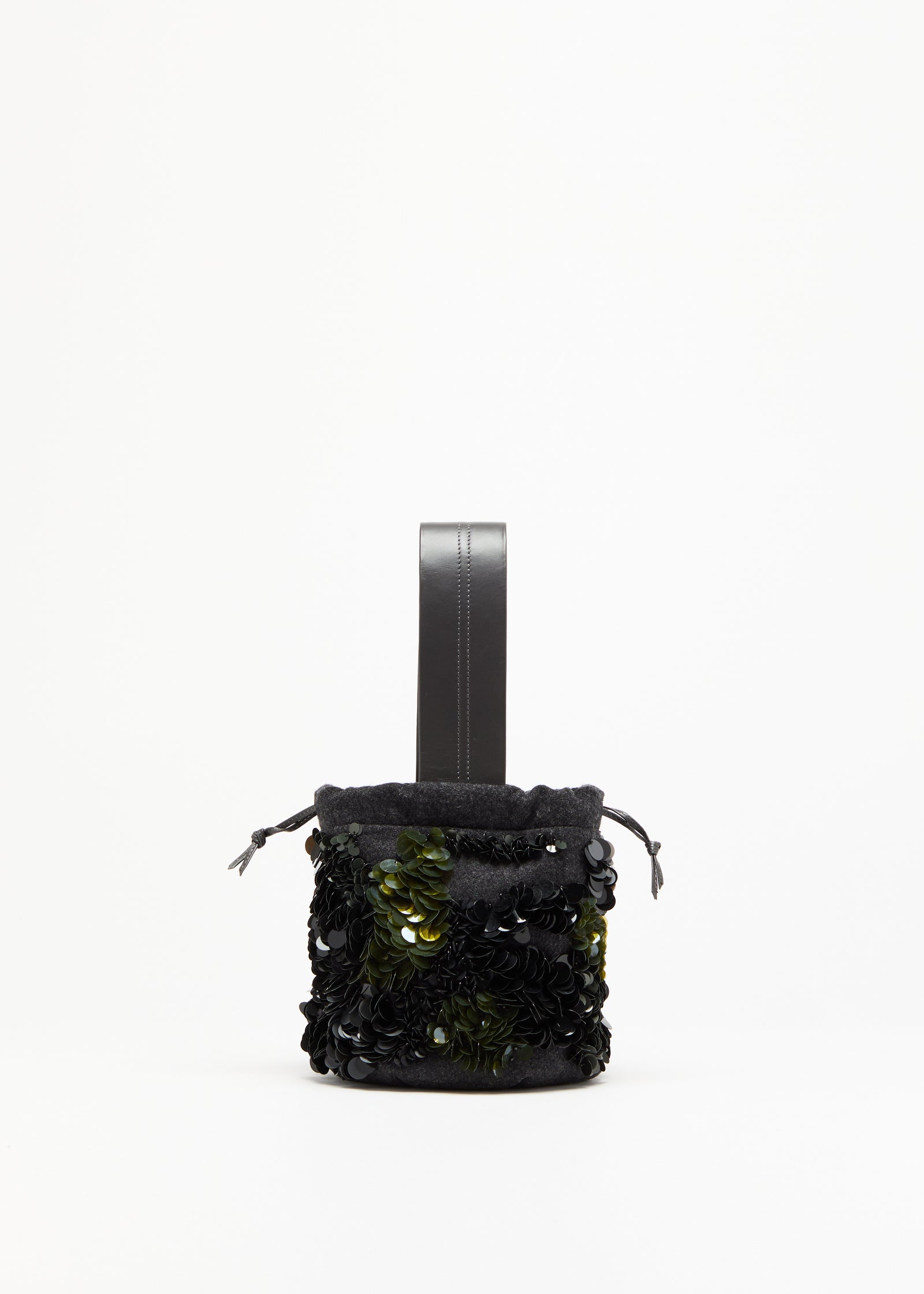 EMBROIDERED DOUBLE WOOL BUCKET BAG