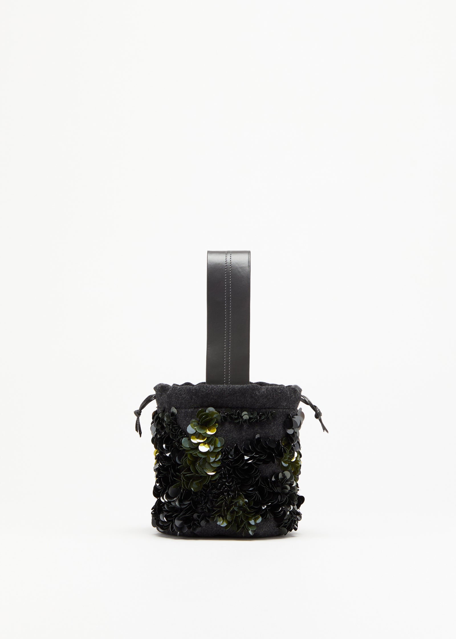 EMBROIDERED DOUBLE WOOL BUCKET BAG