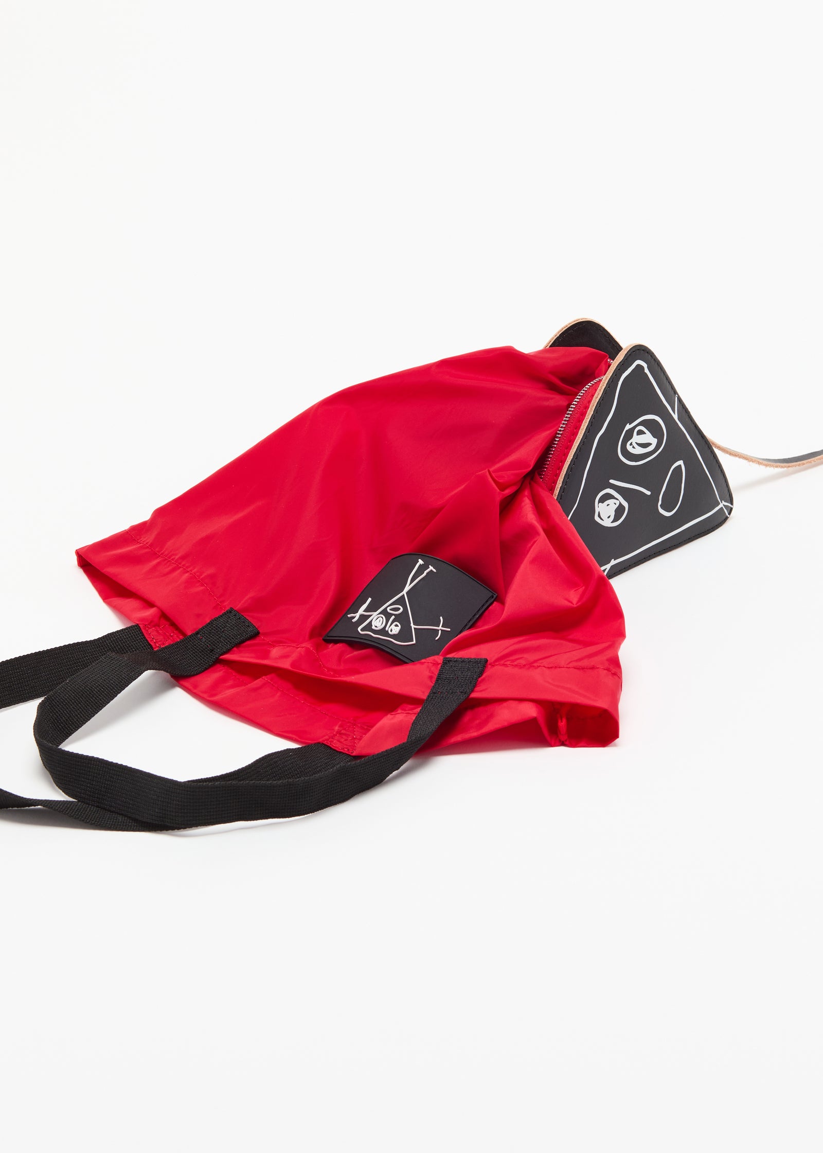 "PILI AND BIANCA" RED NYLON FOLDING SHOPPER