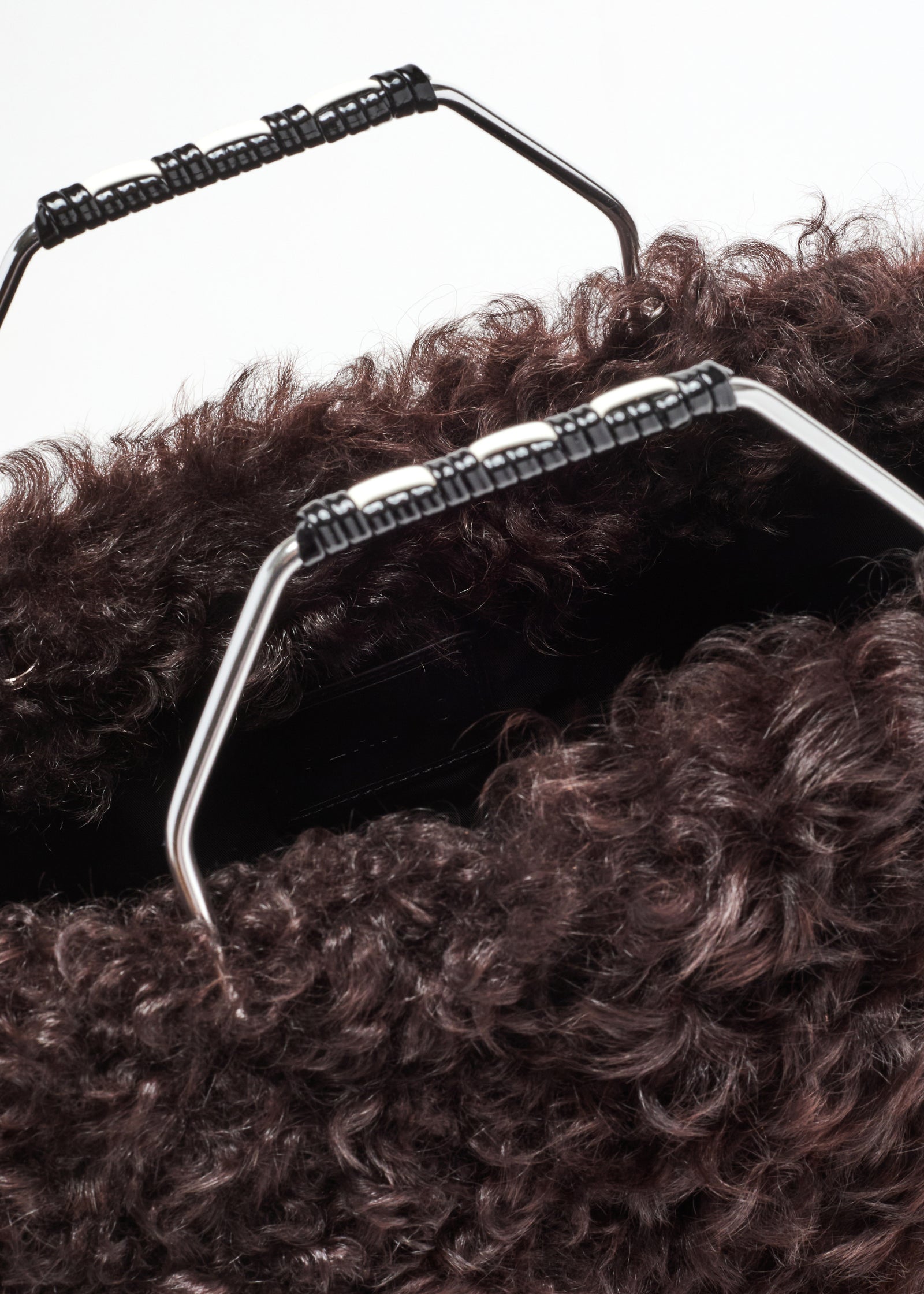 CHESTNUT SHEARLING STRUCTURED SHOPPING BAG