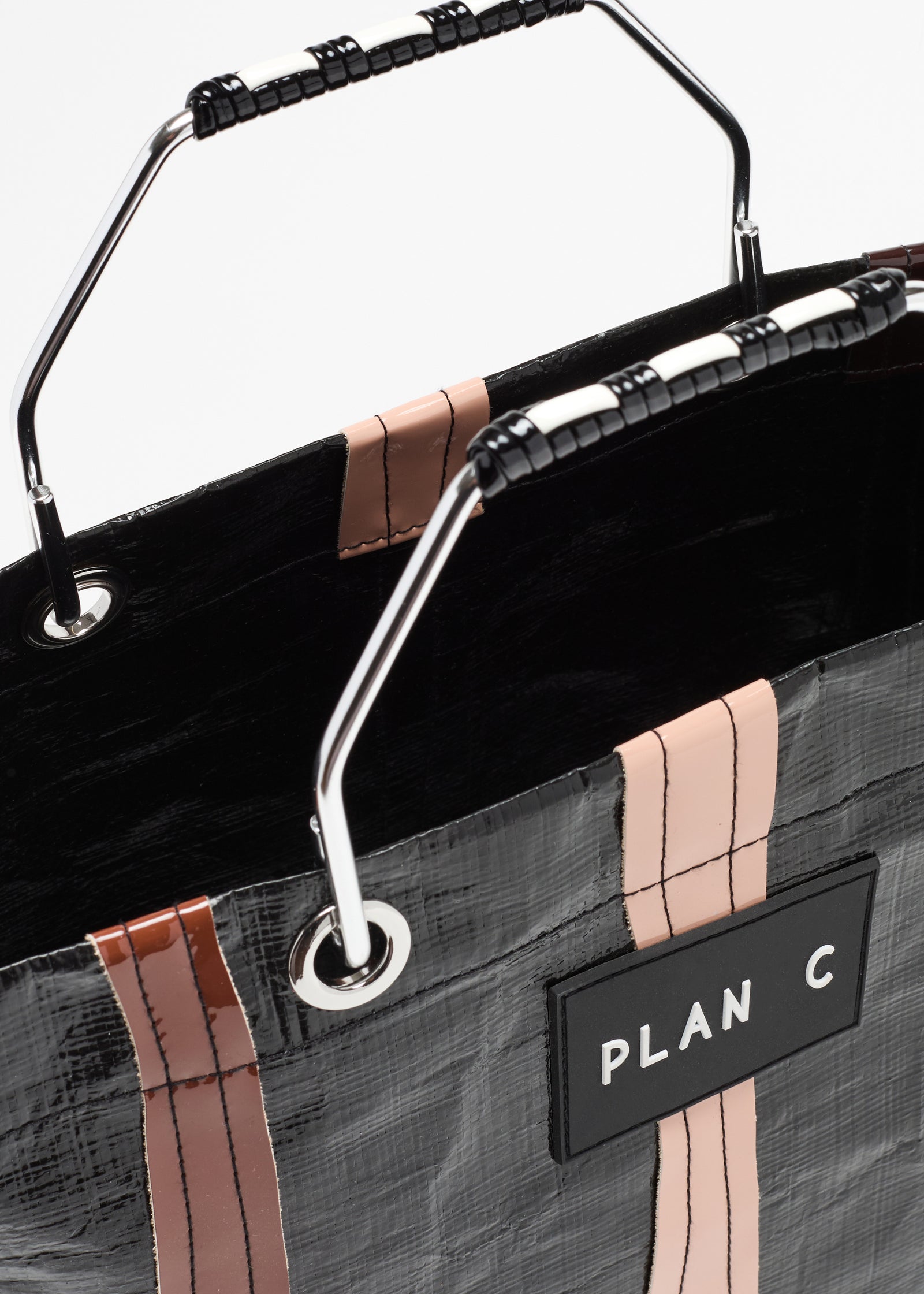 DARK BROWN STRIPED SHOPPING BAG