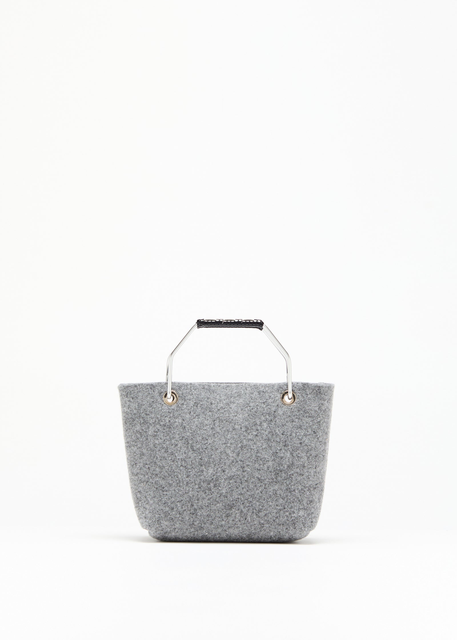 GREY WOOL MINI BEACH BAG