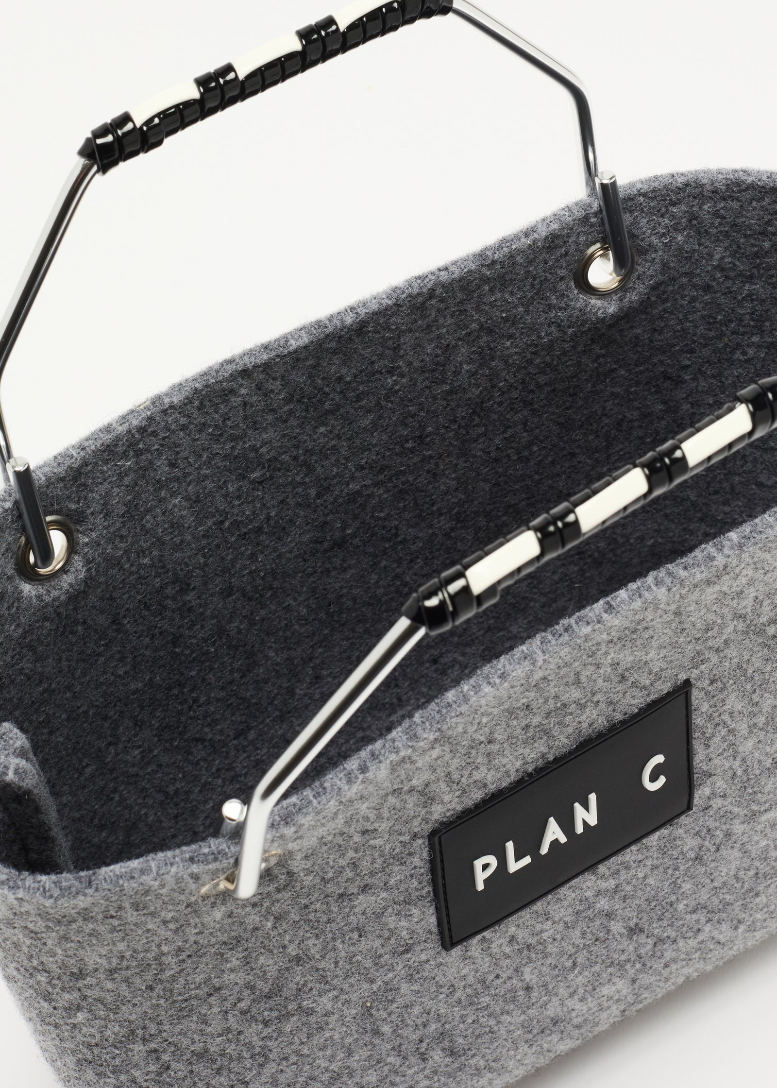 GREY WOOL MINI BEACH BAG
