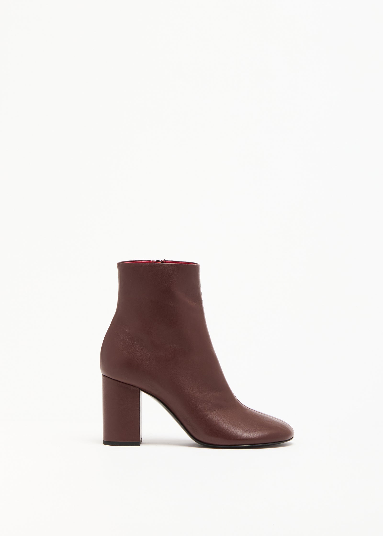BROWN LEATHER HEELED ANKLE BOOTS