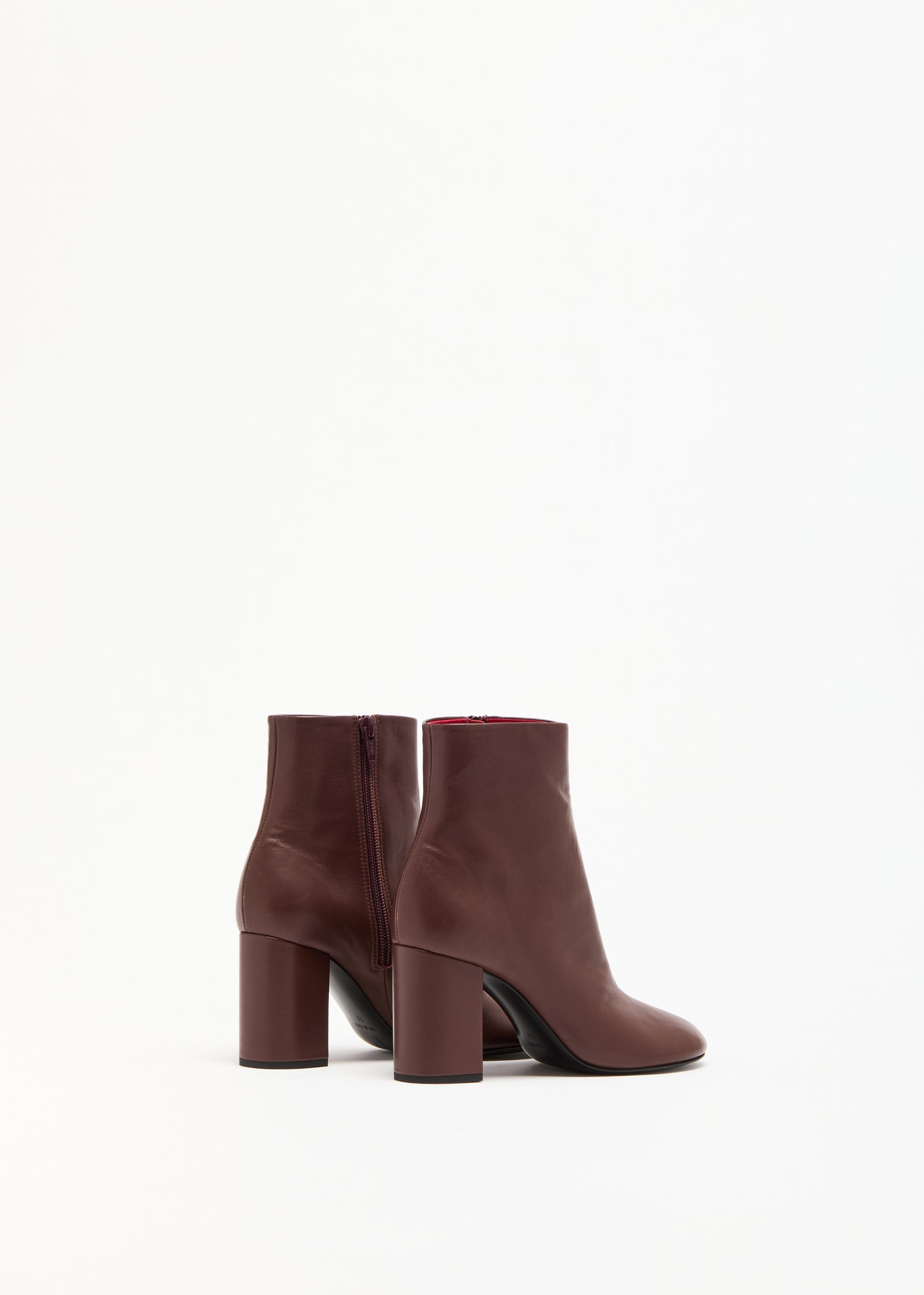 BROWN LEATHER HEELED ANKLE BOOTS