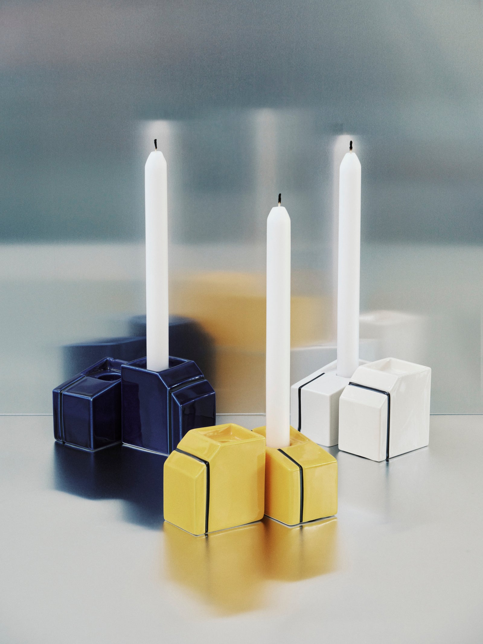 BLUE CANDLEHOLDERS