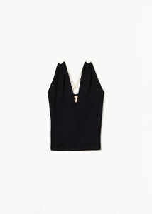 V-NECKLINE BLACK VISCOSE TOP