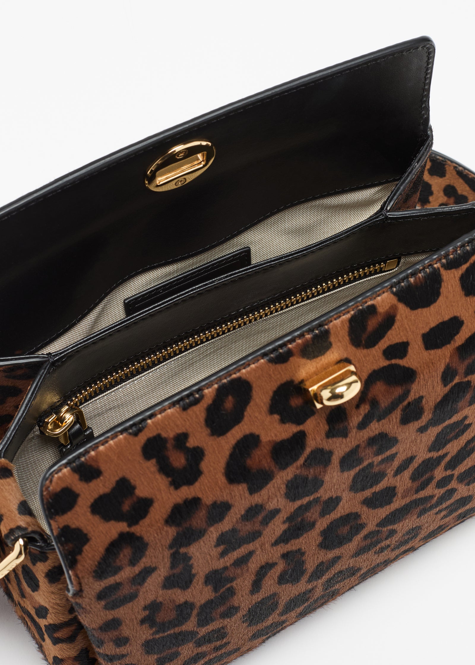LEOPARD PRINT CALF HAIR FOLDED BAG
