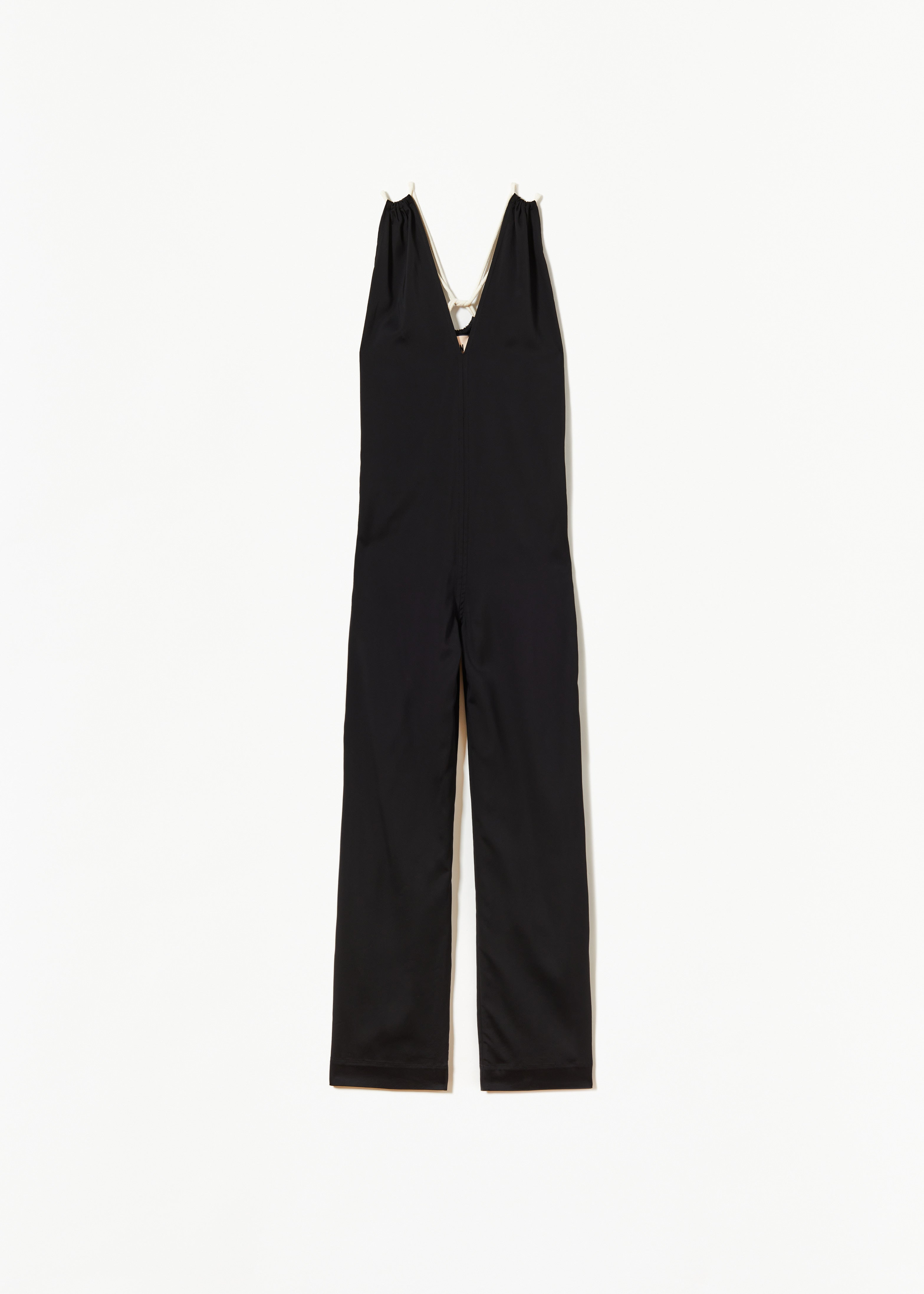 V-NECKLINE BLACK VISCOSE JUMPSUIT