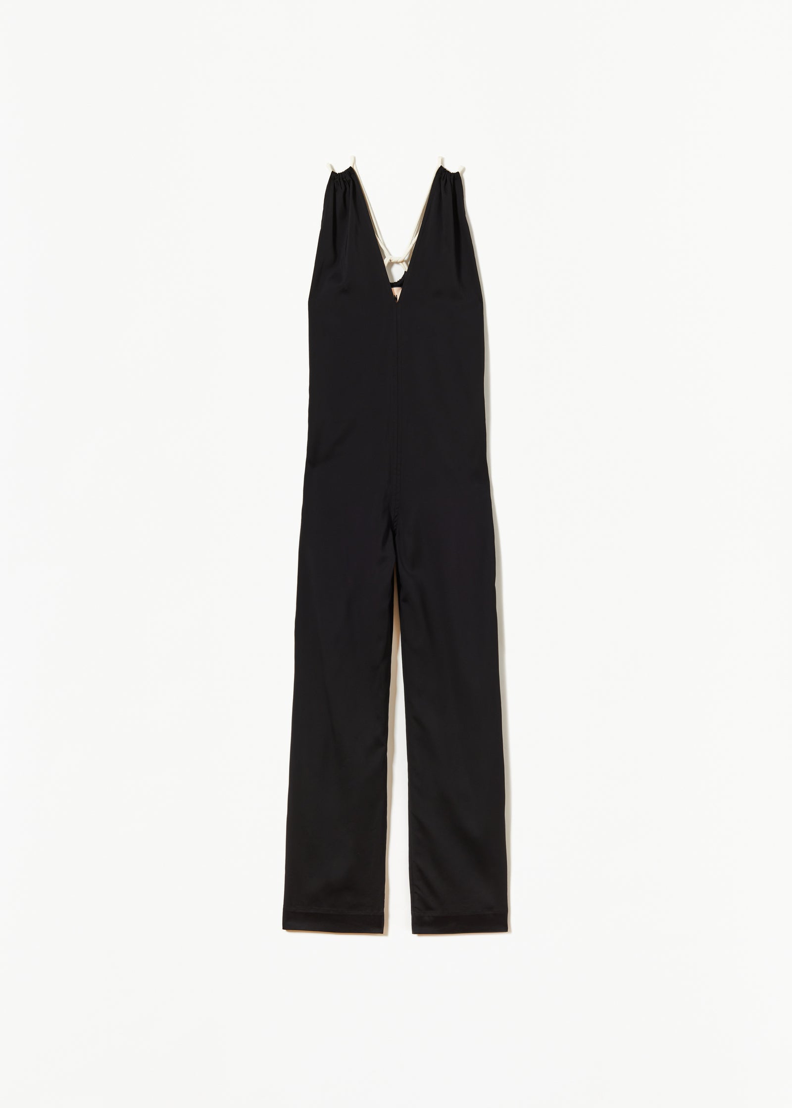 V-NECKLINE BLACK VISCOSE JUMPSUIT