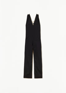 V-NECKLINE BLACK VISCOSE JUMPSUIT